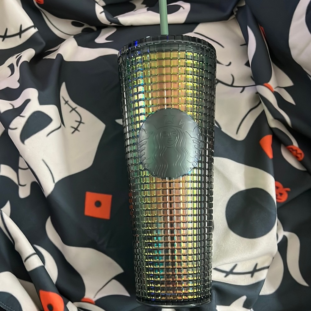 NWT Starbucks 2022 FallGrid Rainforest iridescent large jeweled cold cup
